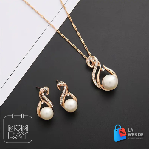 set de perla dije y pendientes