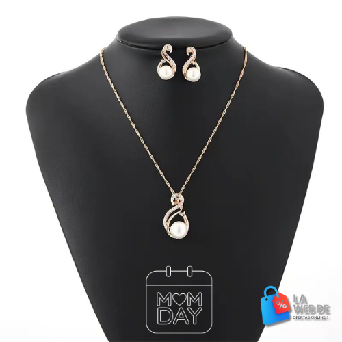 set de perla dije y pendientes