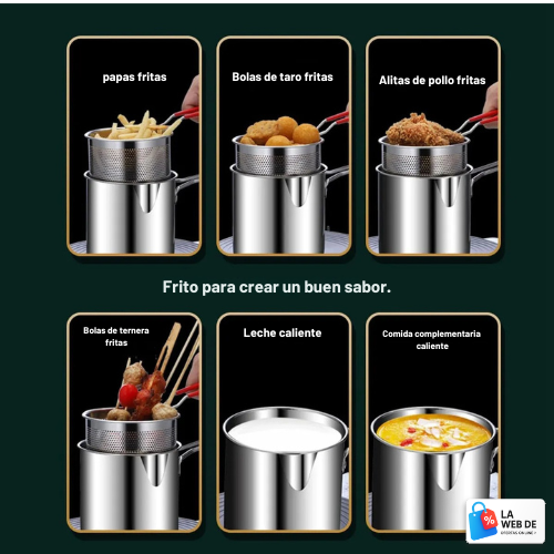🍳 Freidora Profunda de Acero Inoxidable con Asa Antisalpicaduras